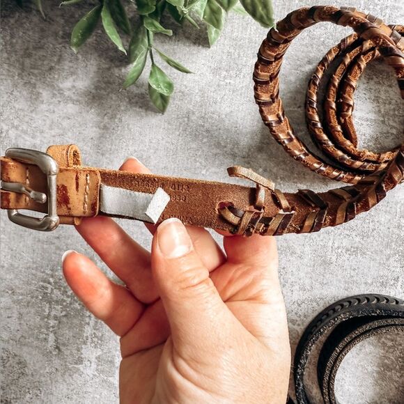 Fossil Leather Brown and Black Braided Belts - Picture 4 of 4